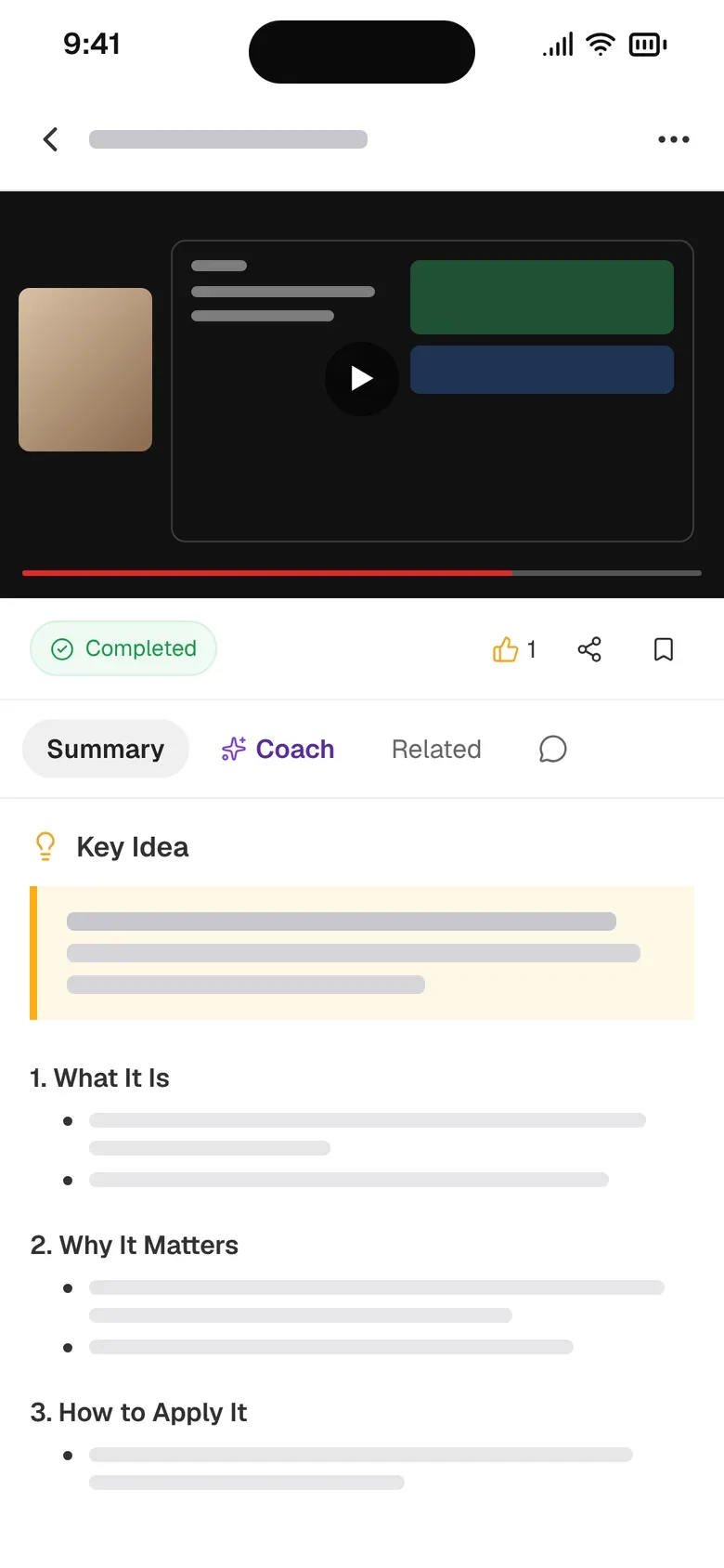Learninghubz — resource page with the summary on mobile