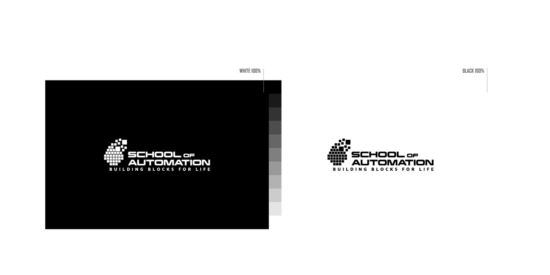 SOA – School of Automation — logo versions in white on black and black on white