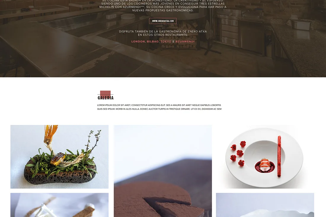 Basque website — Galería section with a grid of plated dish photos