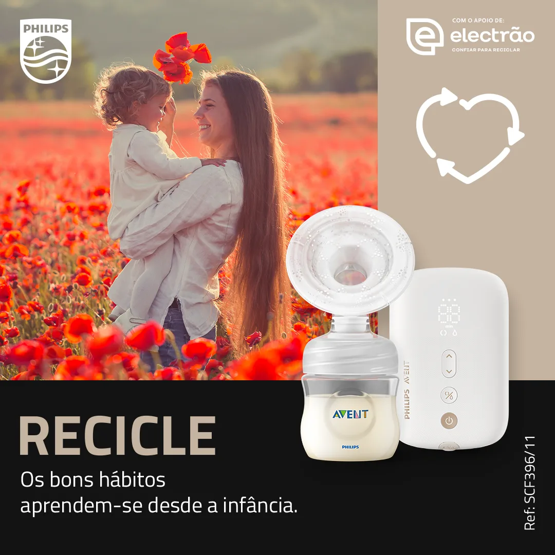 Philips — Recicle social post of a mother and child in a poppy field with an Avent breast pump