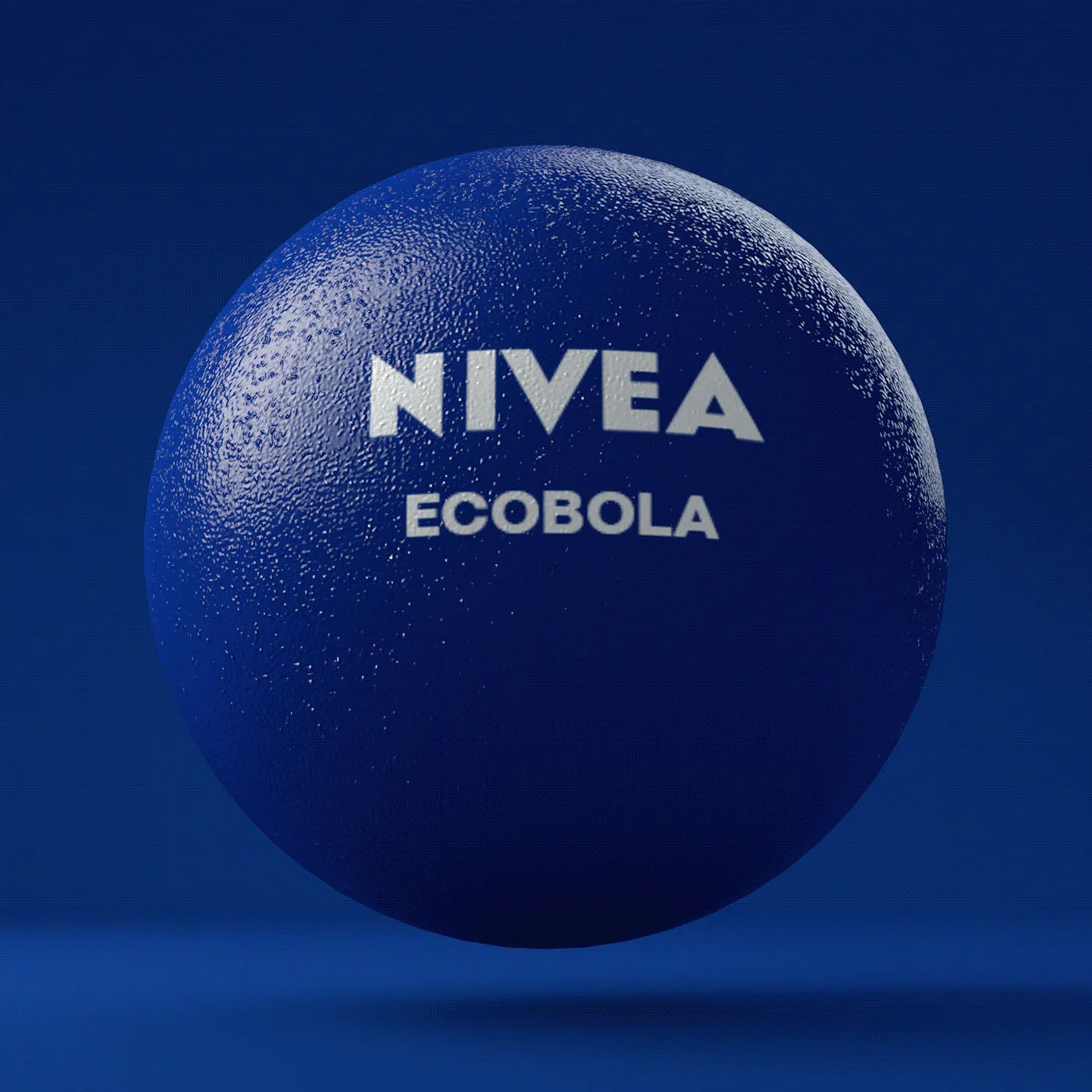EcoBola — 3D render of a textured blue NIVEA Ecobola sphere on a blue background