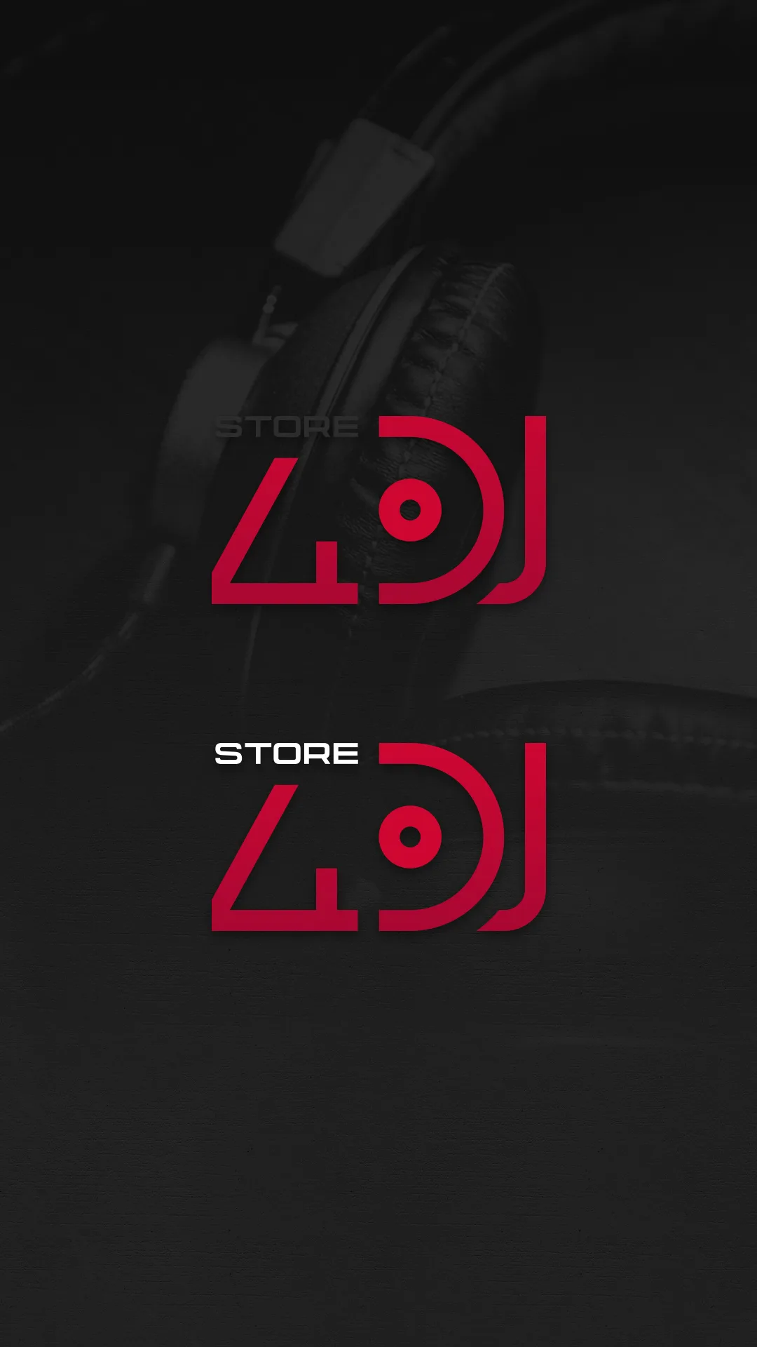 i4DJ — Store logo variants in red over a dark headphones photo