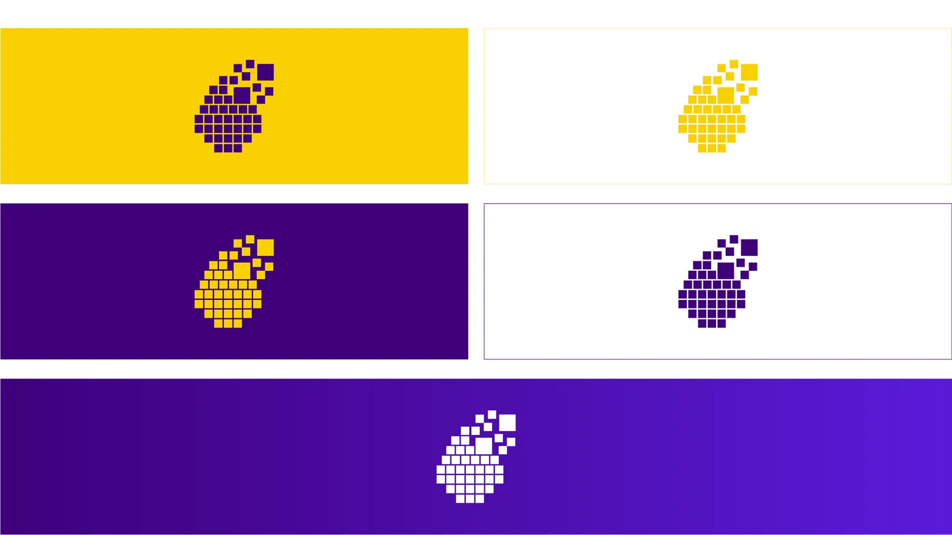 SOA – School of Automation — pixel symbol colour variations on yellow, white and purple backgrounds