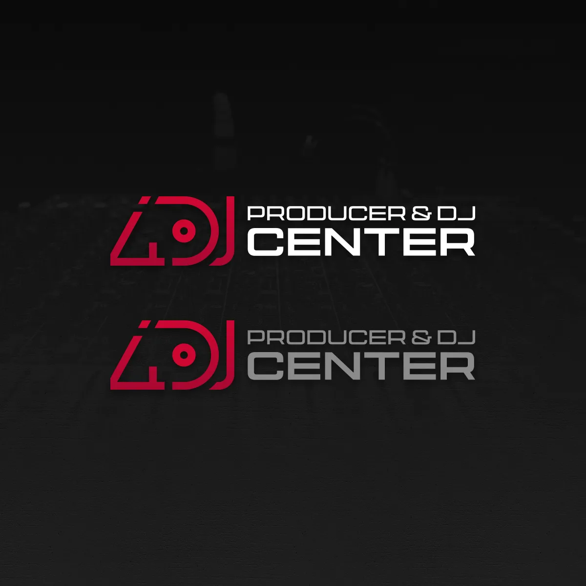 i4DJ — Producer & DJ Center logo lockups in red and white on dark background