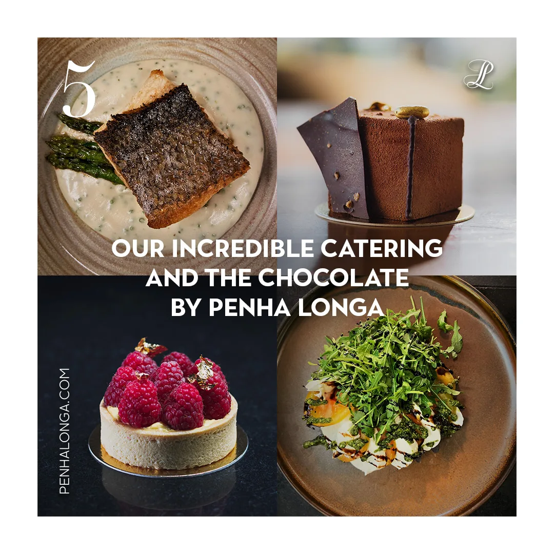 Penha Longa Resort — Instagram post 5, catering and chocolate dessert collage