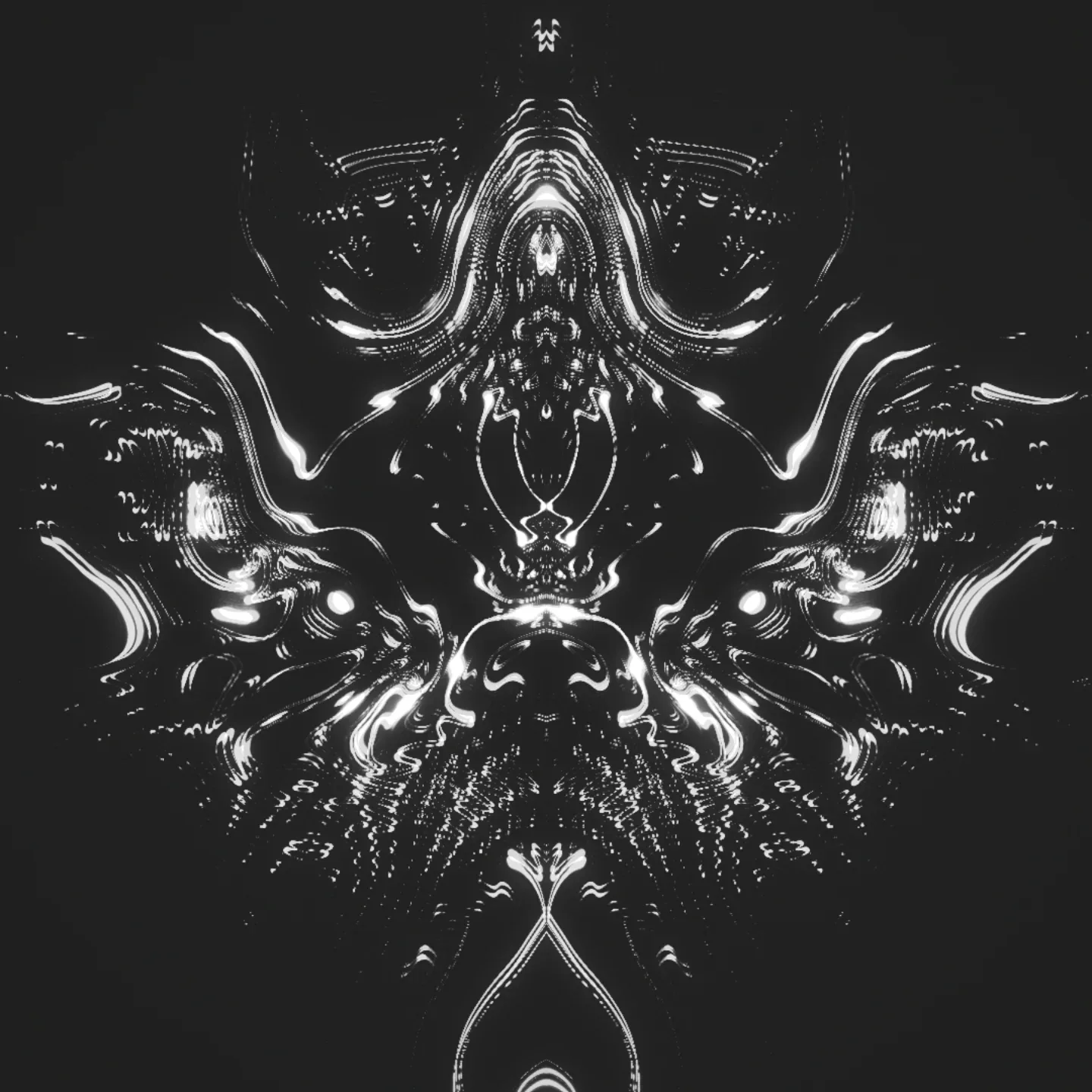 sirrith — symmetrical white liquid splash pattern resembling a winged creature on dark grey