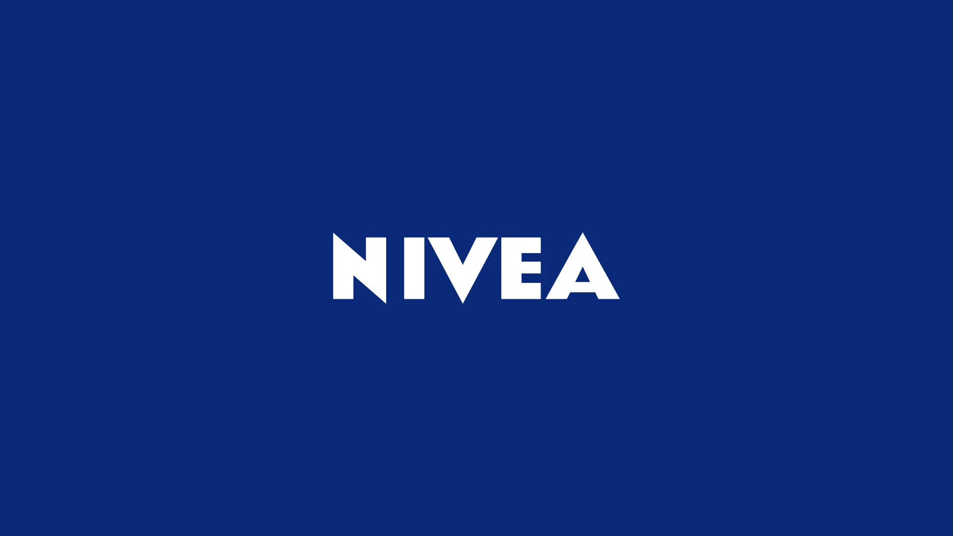 Nivea — white NIVEA wordmark on a dark blue background